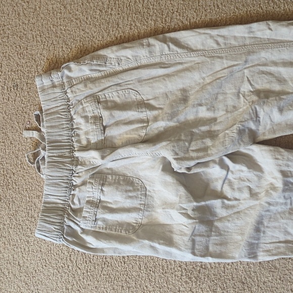 Per Se Light Beige Pull On Drawstring Linen Blend Straight Leg Pants Size Small - Picture 6 of 7